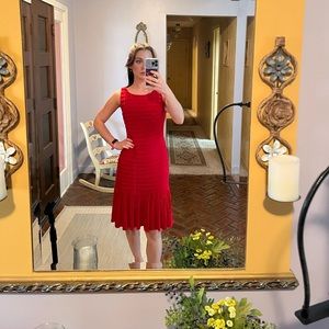 Red Adrianna Papell Dress with ruffle hem